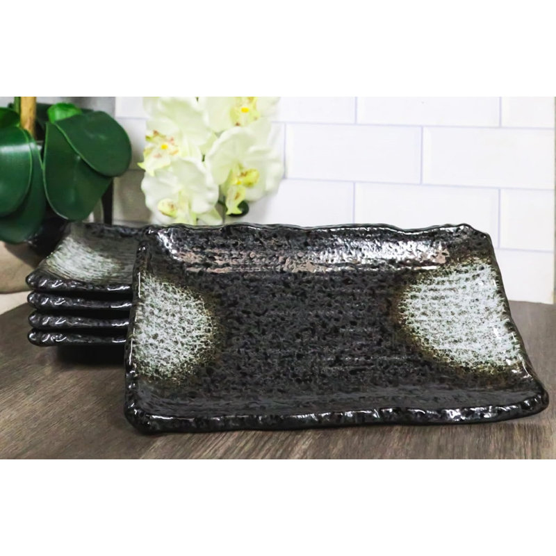 Paquet de 5 assiettes rectangulaires ondulées pour la collection Hakumu