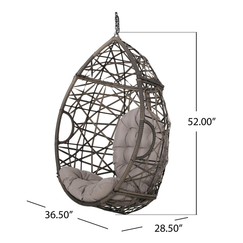 Modern Simple and Comfortable Stylish Hanging Chair with Cushion, Grey