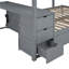Lit superposé gris avec lit gigogne, bureau, prises de courant et rangement pour lit simple pratique - agencement confortable