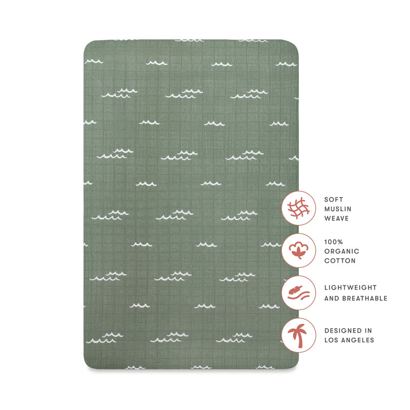Ocean Waves Muslin Mini Crib Sheet
