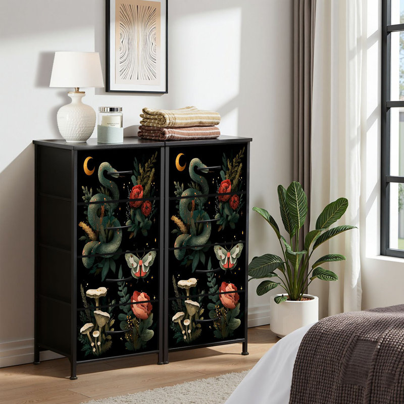 4 Drawer Dresser for Bedroom, Narrow Chest of Drawers, Wooden Top and Study Iron Frame 18"x37.5"-(WxH)