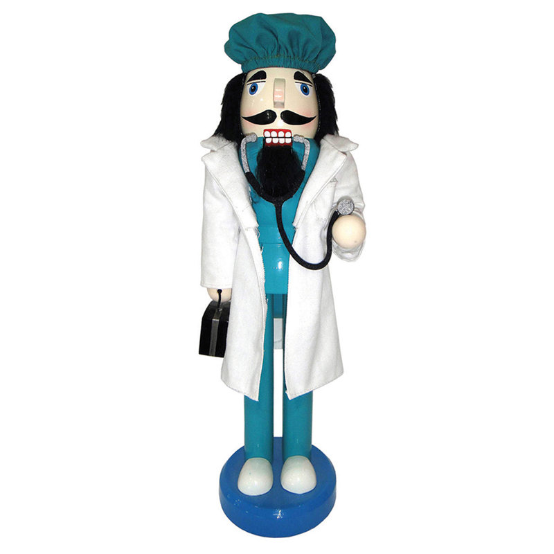 Santa's Workshop 14" Blue and White Wooden Doctor Nutcracker
