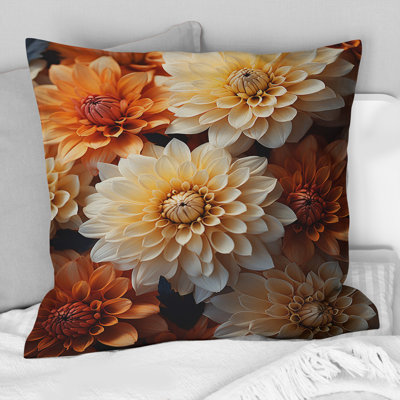 Coussin décoratif corail orange - Chrysanthemums