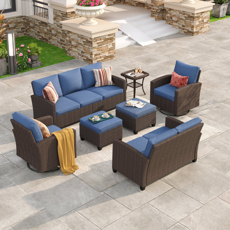 Ensemble de couverture pour patio 7 personnes, Bleu ardoise