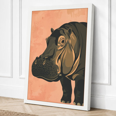 Hippopotamus Profile Modern - Wrapped Canvas