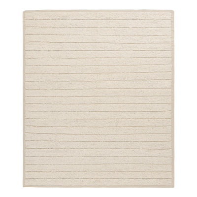 Wool Striped Area Rug in White