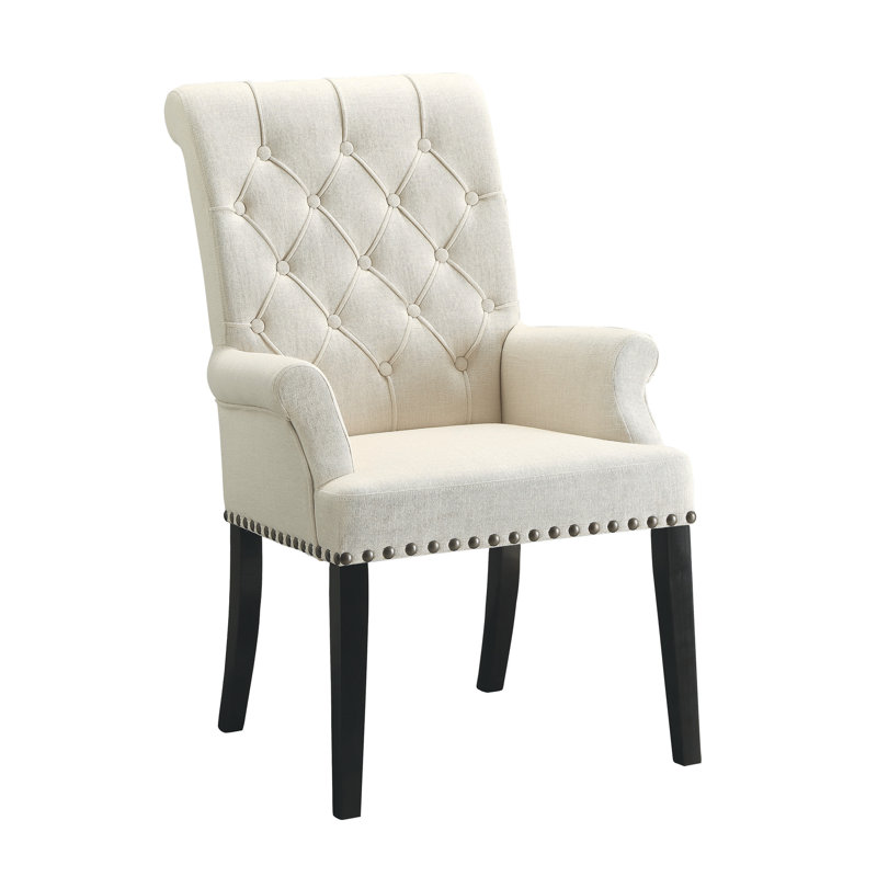 Fauteuil capitonné beige Ferayh