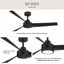 Ventilateur de plafond moderne à 3 pales intérieur / extérieur noir mat à 3 pales avec contrôle mural Rizo-127174495