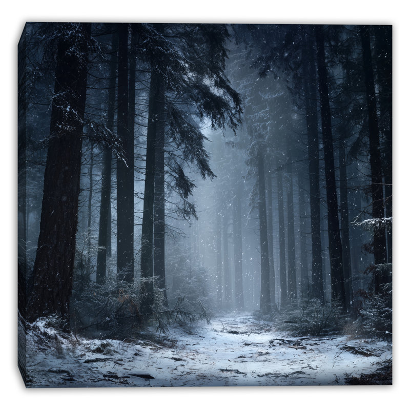 «Snowy Mountain Evergreen», art mural sur toile tendue, 12 po x 12 po