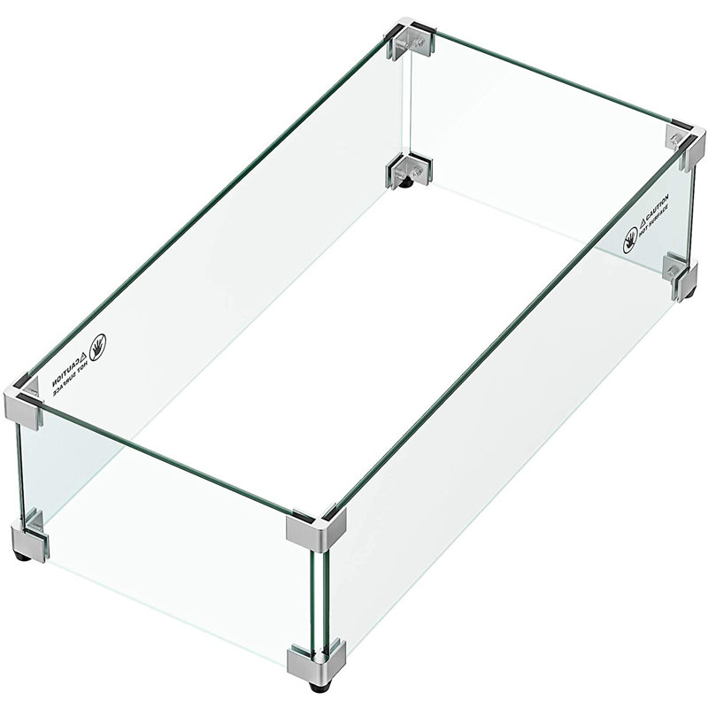 11 lb. 24 in. x 12 in. Rectangle Glass Frame Guard Fire Pit Accessory