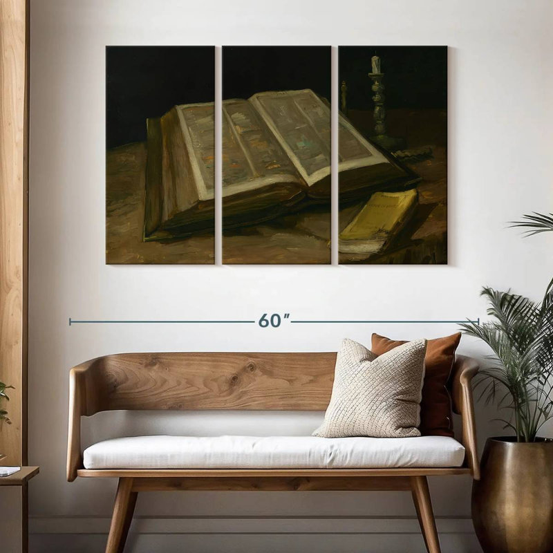 Adella nature morte avec la bible, H 32 po x l 50 po