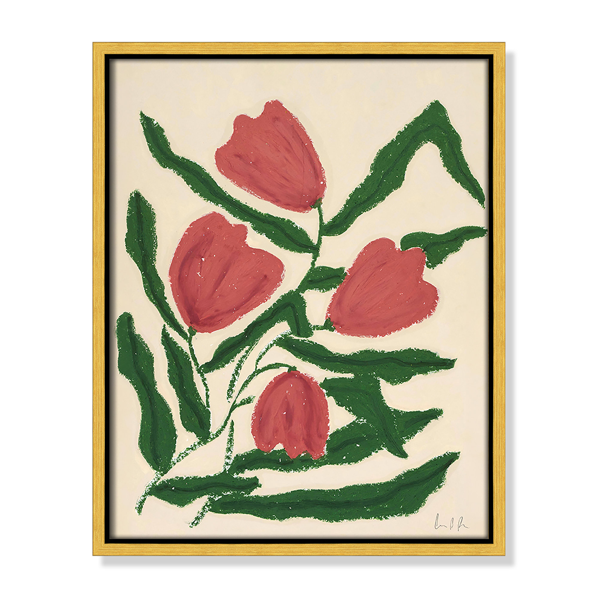 Red Tulips  Print by Camilla Bergqvist, 15.5" H x 12.5" W, Gold