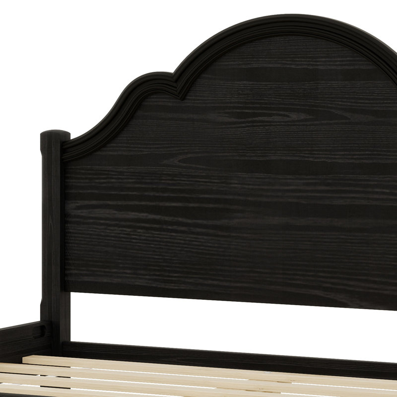 Lit plateforme simple en bois, tête de lit, Queen, Black