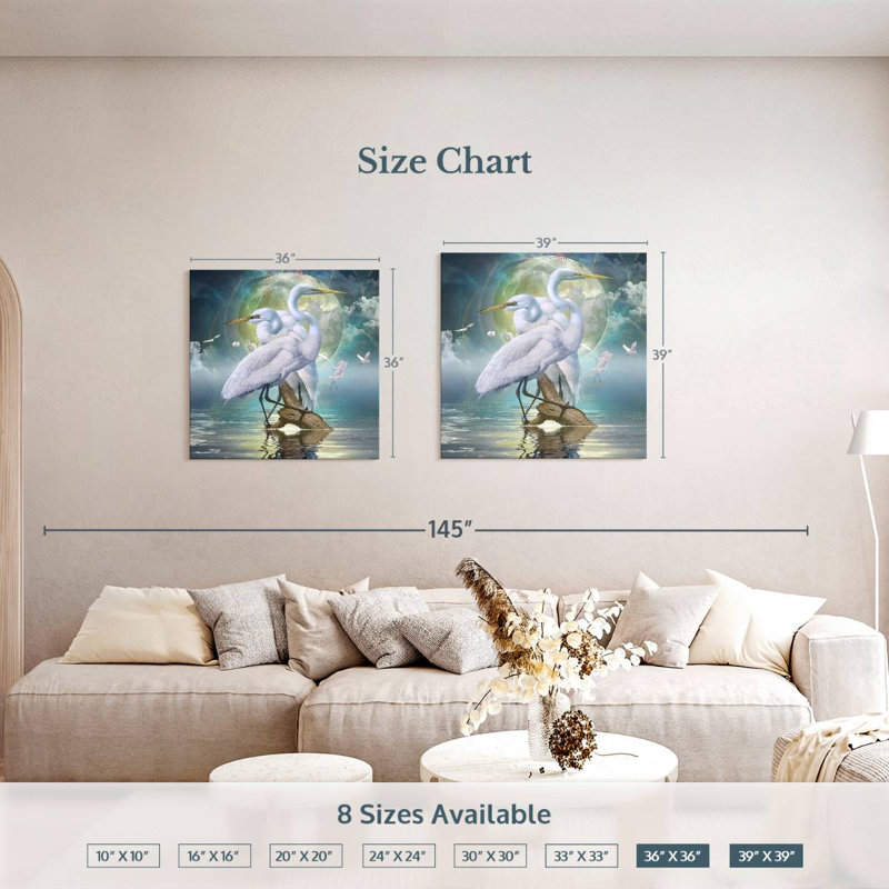 Brampt Celestial Egrets I, 39" H x 39" W