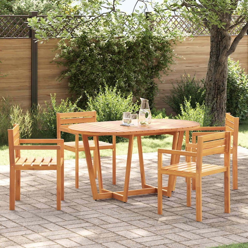 4 - Person Wood Patio Dining Set with Oval Table