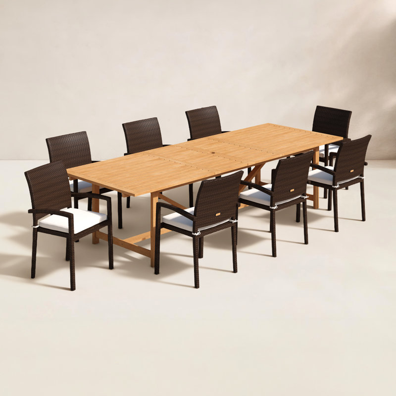 Ensemble de salle à manger rectangulaire pour 8 personnes 79 po Alyisa, Brun, Eucalyptus foncé