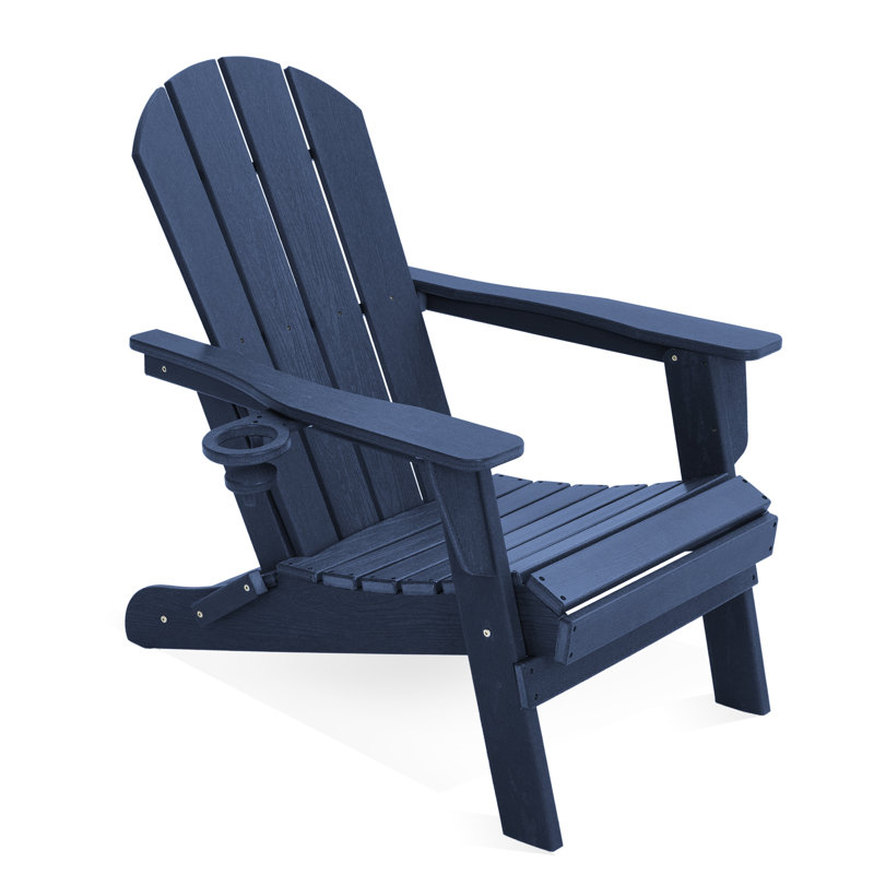 Ergonomically designed resin folding Adirondack chair, Navy