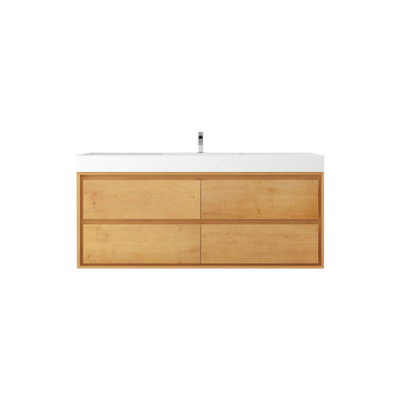 Azden 60" Wall-Mounted Single Bathroom Vanity Set, Light Oak