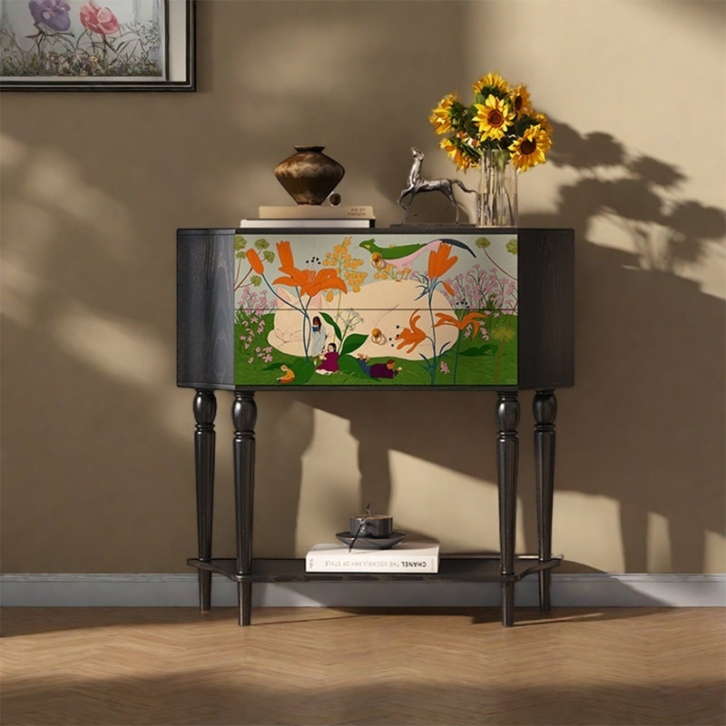 Storage Cabinet with Solid Pine Frame, Black