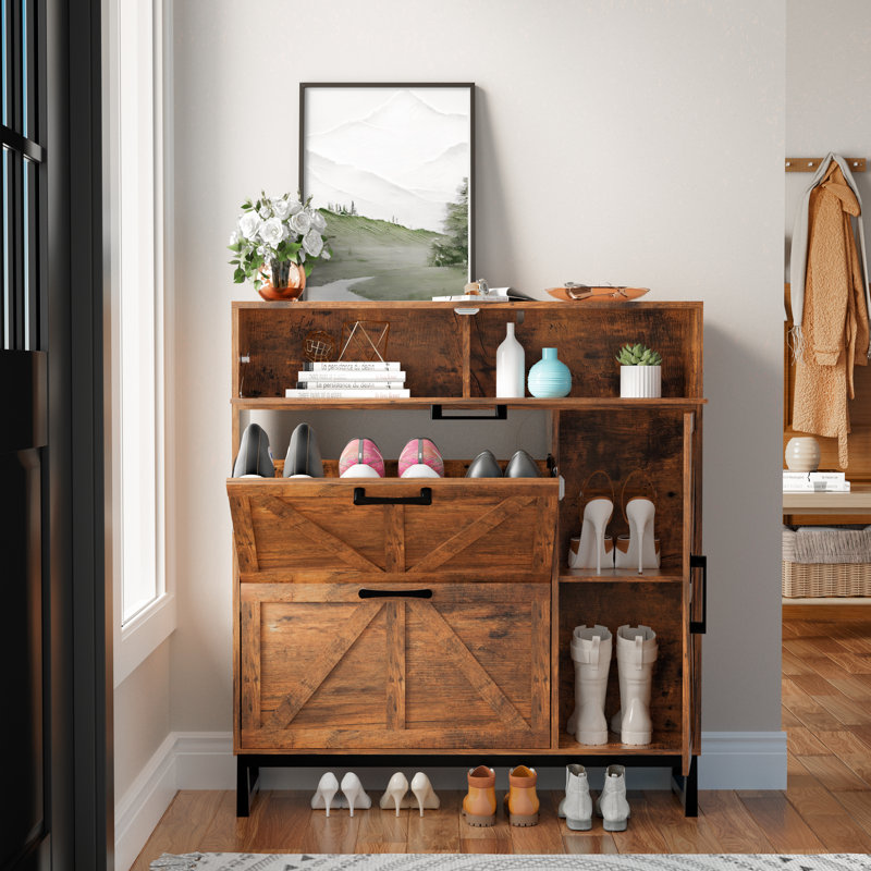 20 Pair Shoe Storage Cabinet, Brown
