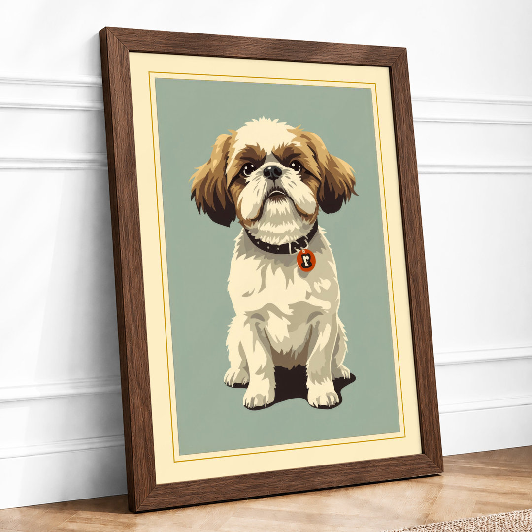 Shih Tzu Portrait Vintage - Framed Print