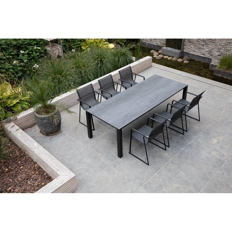 Machar Outdoor Dining Table, 39.38" W x 110.25" L x 29.5" H, Black, Gray