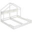 Lit plateforme simple blanc crème avec garde-corps et tablette pratique