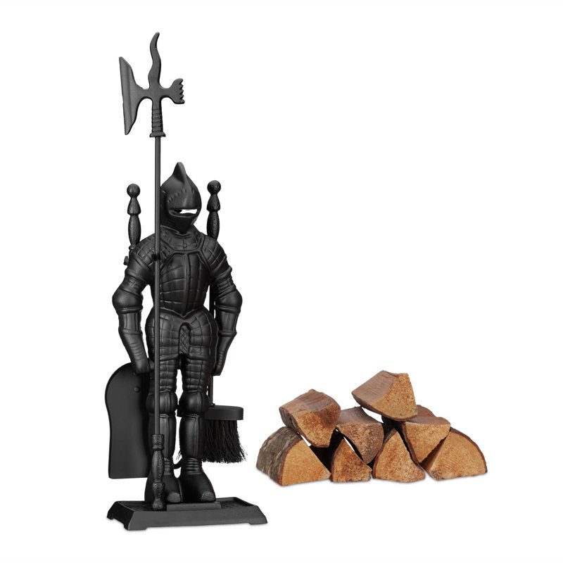 Newtowne Iron Fireplace Tool Set, Matt black