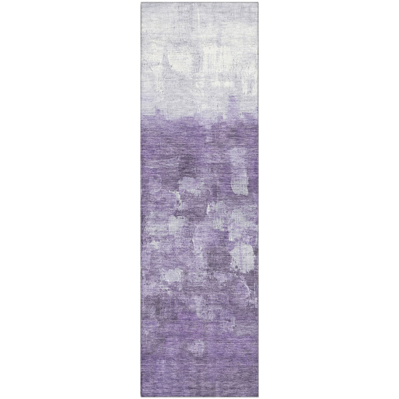 Premium Machine Washable Mayfield Abstract Rug, 2'3" x 7'6" Runner, Purple