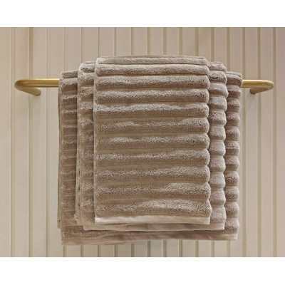  Ribbonette Ribbed Wavy Striped Pattern, 100% Cotton 700 GSM Zero Twist Super Heavy Terry Plush Cotton Super Ultra Soft Highly Absorbent and Quick Dry, Jacquard Fashion Essentials Towel for Bathroom, Kitchen, Premium Hotel & Spa Quality Towel,