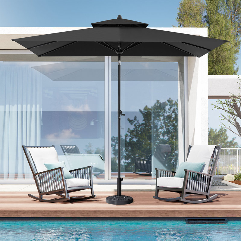 Parasol de marché rectangulaire sans base lestée 9 x 5 pi Lyndon, Noir, L 9 pi x P 5 pi
