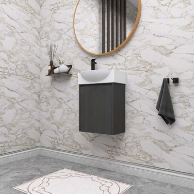 Meuble-lavabo simple 16 po avec plateau en résine Jaiona