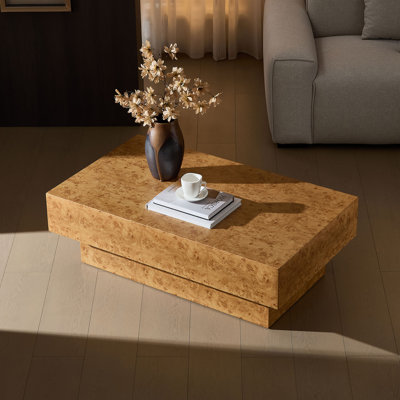 43.3" Burl Wood MDF Coffee Table