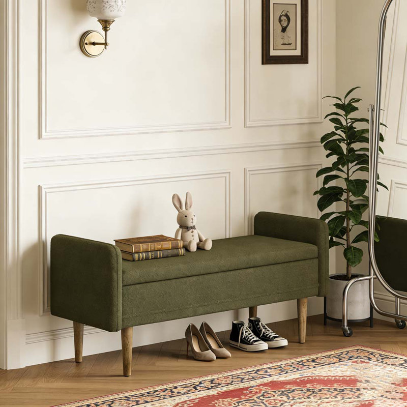 Banc de rangement en velours Teddy, Vert