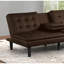 Futon canapé-lit de style contemporain à finition brune, siège convertible en siège capitonné et siège rabattable avec porte-gobelet USB-1554729639
