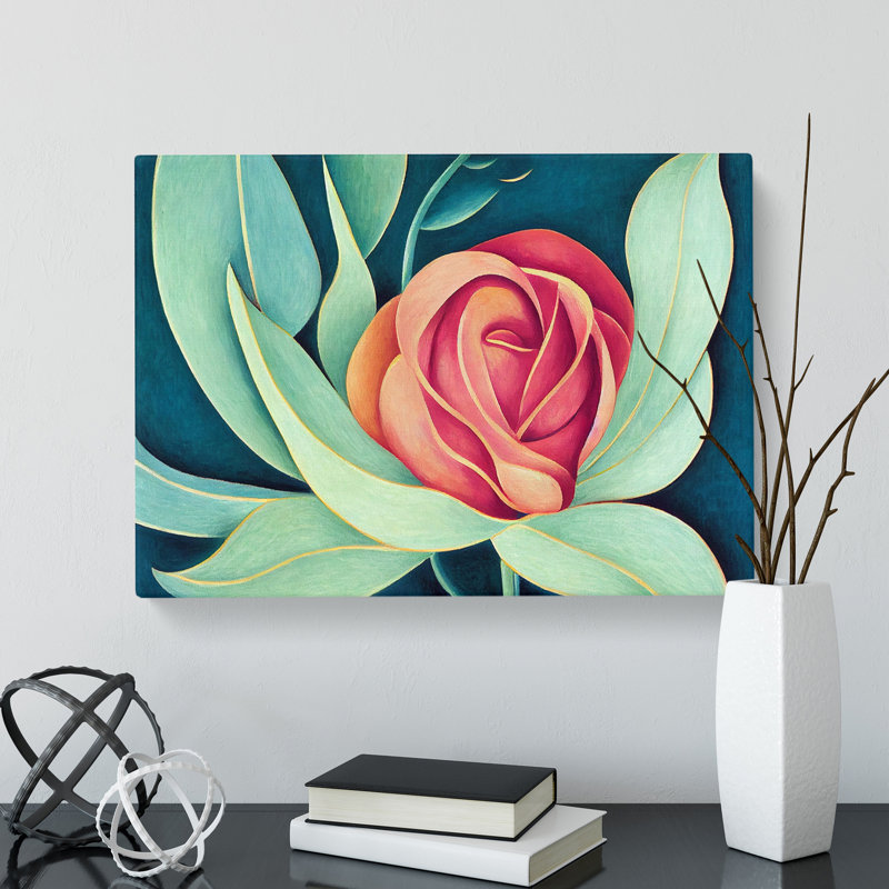 Miraculous Rose Flower - Wrapped Canvas, 40cm H x 60cm W x 3cm D