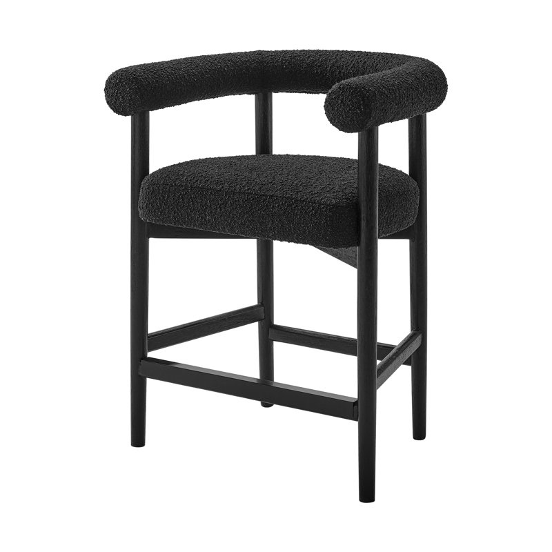 Katishia Boucle Counter Stool, Stanton Black, Black