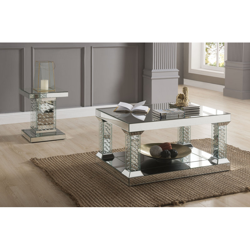 Vanness Mirrored Glass Top End Table