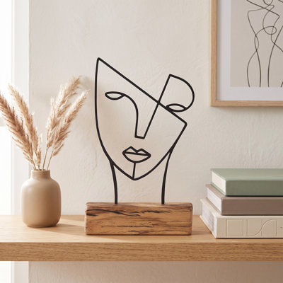 Contemporary Metal Tabletop People Face Sculpture
