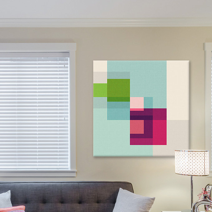 « unfolding élégance », impression sur toile tendue, H 18 po x l 18 po x P 1,5 po, Toile avec cadre noir, Pas de tapis