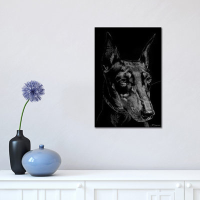 Canine Scratchboard XIII by Julie T. Chapman - Wrapped Canvas Print