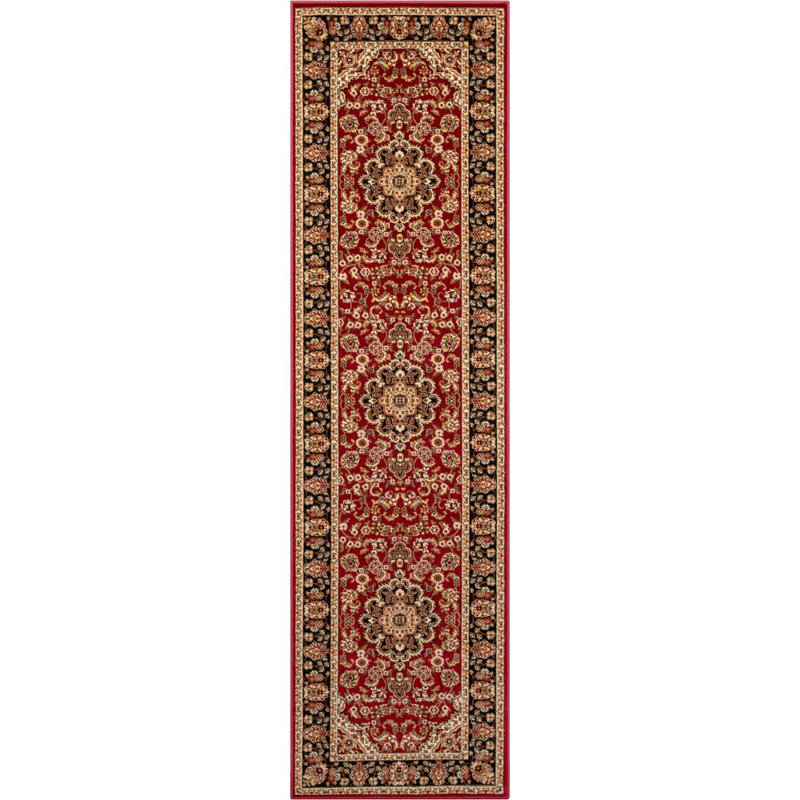 Cobbins Medallion Kashan Red Traditional Rug, Runner 2'7" x 9'6"