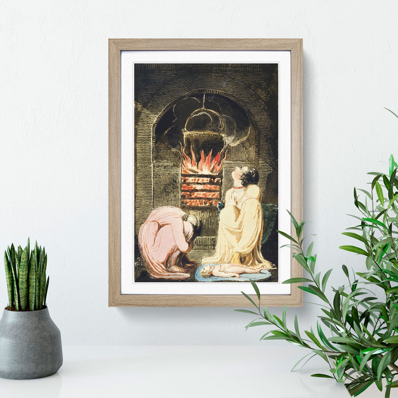 Cauldron over a Favour by William Blake - Picture Frame Painting, 65cm H x 48cm W x 2cm D, Oak Framed