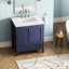 Meuble-lavabo bleu marine avec lavabo 30 po 24V03-30Nb. Entièrement assemblé. Comptoir en marbre. Structure en bois massif. Système de fermeture en douceur. Décoration moderne. P 30,18 po x l 18,5 po. H 33,4,4 lb.