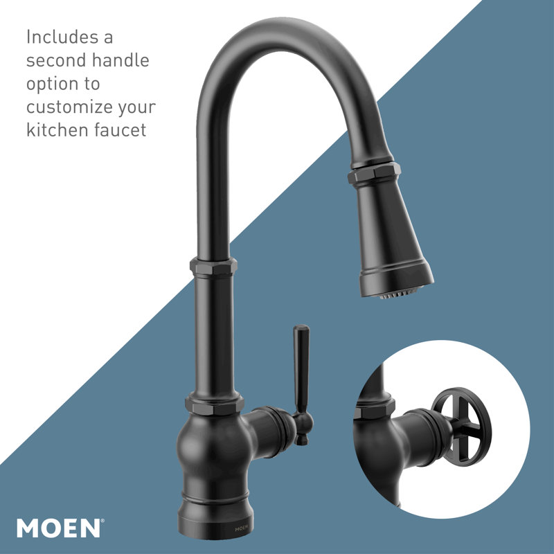 Peterson One-Handle Pull Down Single Handle Kitchen Faucet with Power Boost, Matte Black