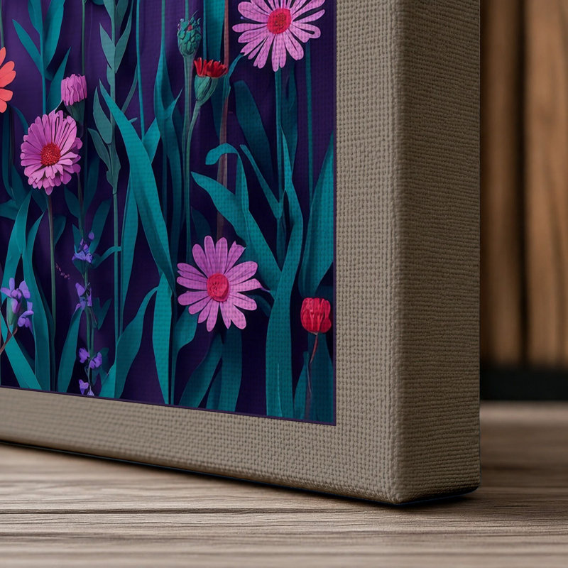 Pink Carnation Field Botanical - Wrapped Canvas, 18x12 - 45.7 x 30.5 cm, Taupe Border