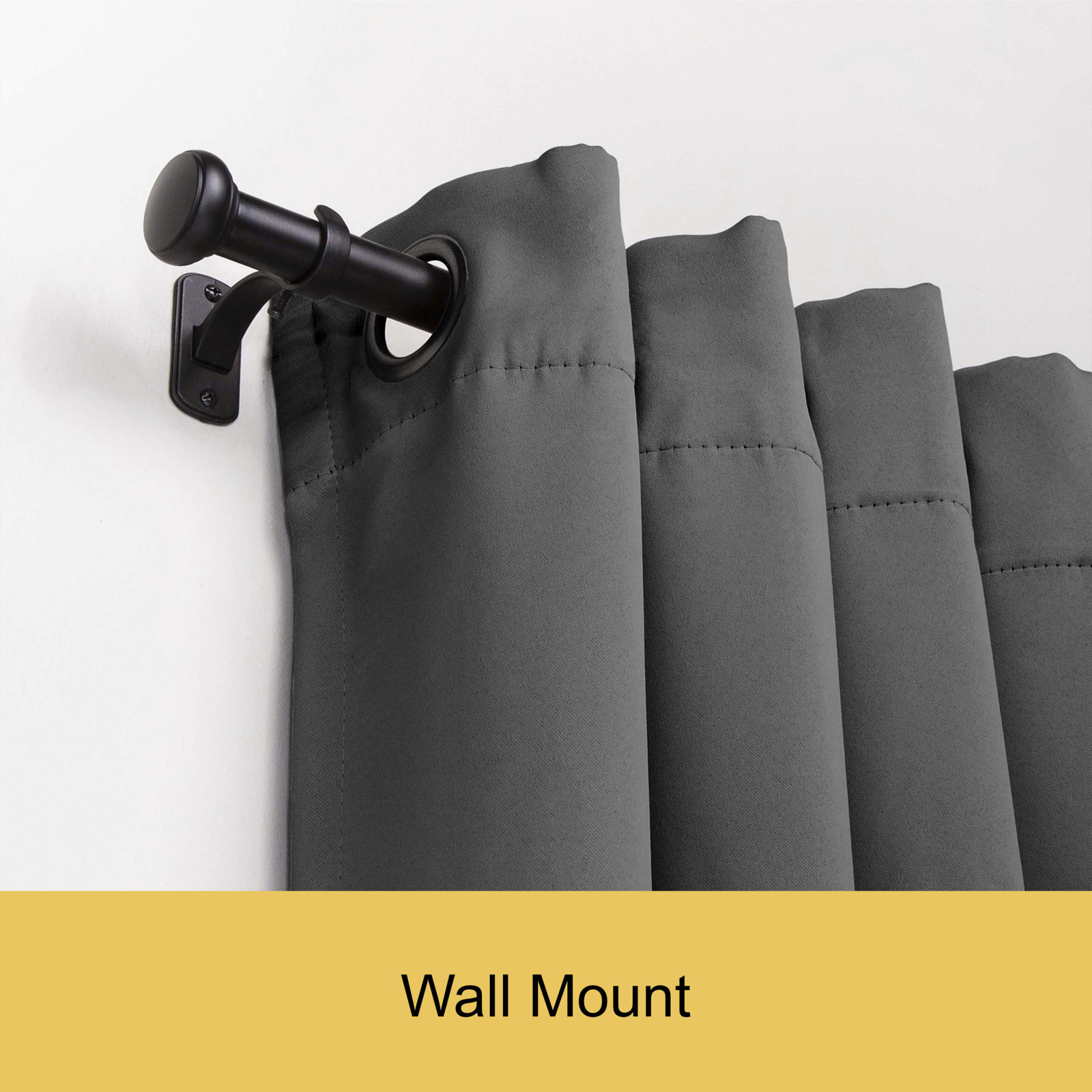 Kincaid 1" Single Curtain Rod, 37" - 72" , Black