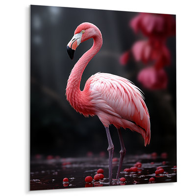 Décoration murale en métal flamants roses et gris