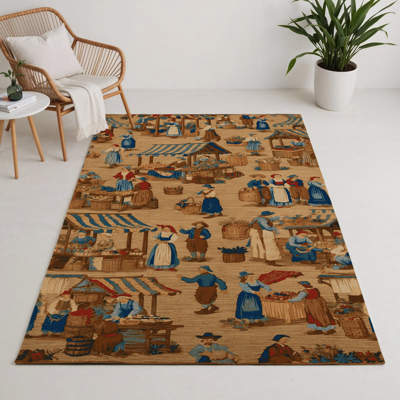 Tapis d'intérieur et d'extérieur brun français, Rectangulaire 3 pi x 5 pi