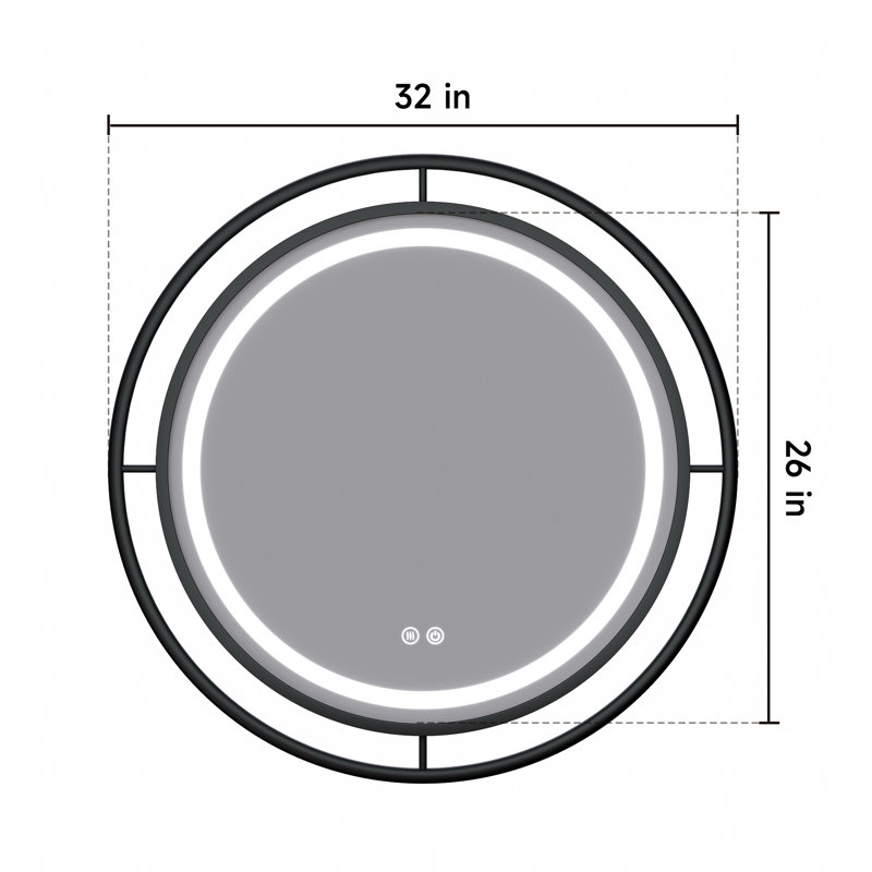 Markia Round Framed Lighted Mirror with 3-Color Adjustable Light Bathroom Vanity Mirror